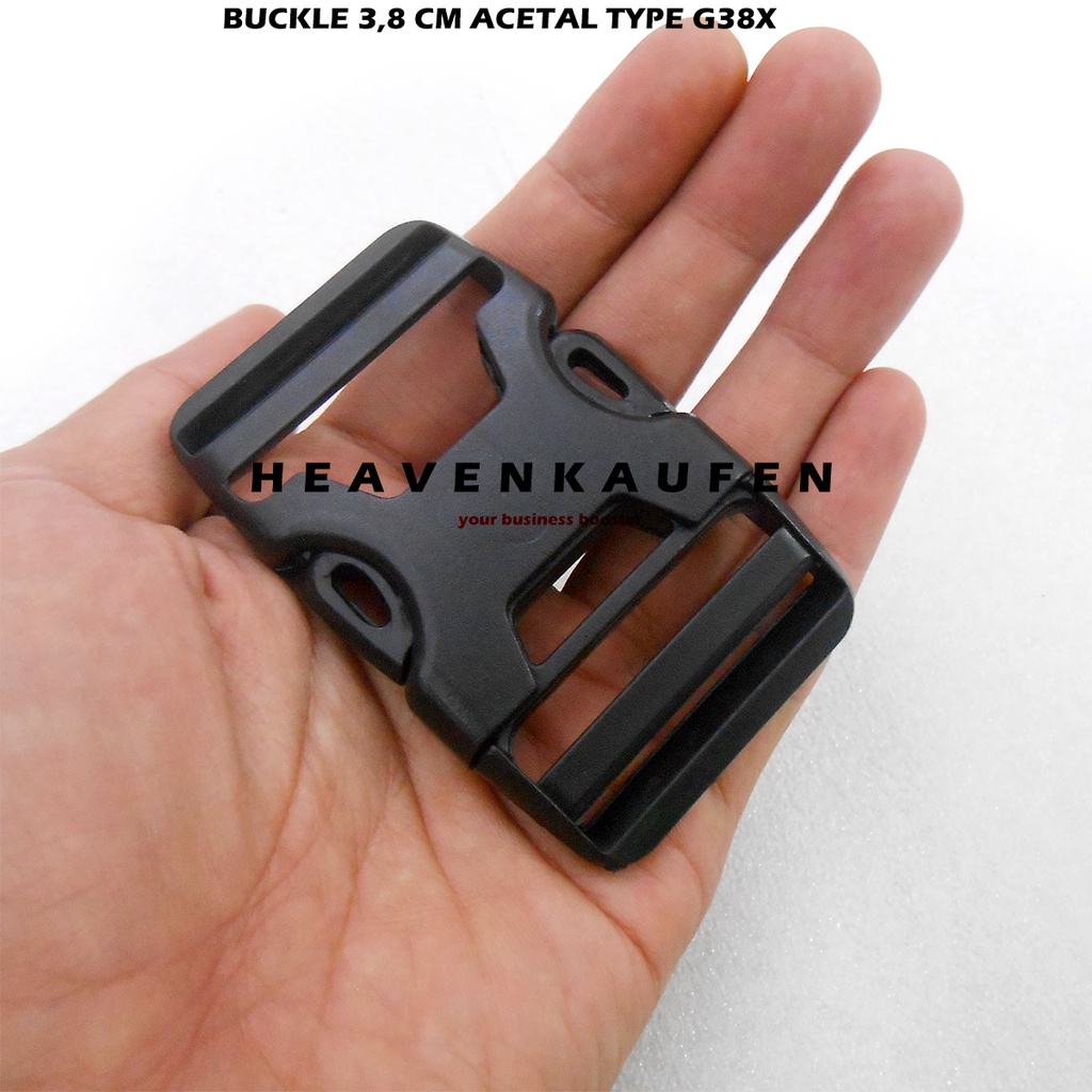 Buckle Kunci Sodok Tas 3,8 cm Acetal Hitam Type G38X Ecer Grosir