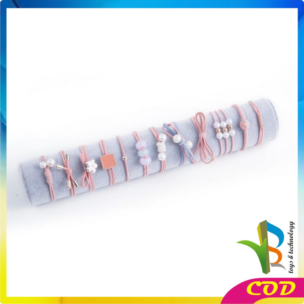 RB-C13 12 Pcs Ikat Rambut Karet Pearl Mutiara Pita Aksesoris Rambut Wanita Anak korean style