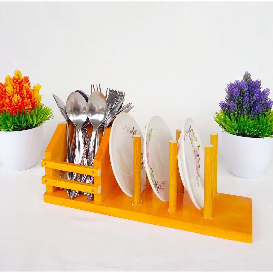 RAK SATU SET PIRING DAN SENDOK BISA JUGA UNTUK RAK GELAS RAK KAYU MINI RAK DAPUR MEJA RAK KAYU MINIM