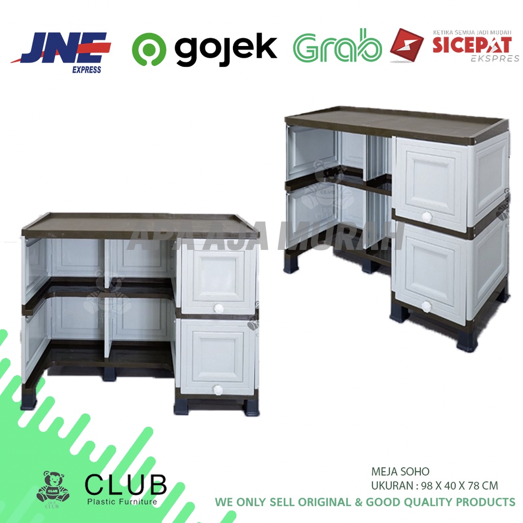 CLUB MEJA BELAJAR + LEMARI CABINET PLASTIK SOHO -1 / MEJA KANTOR + LEMARI CABINET CLUB SOHO -1