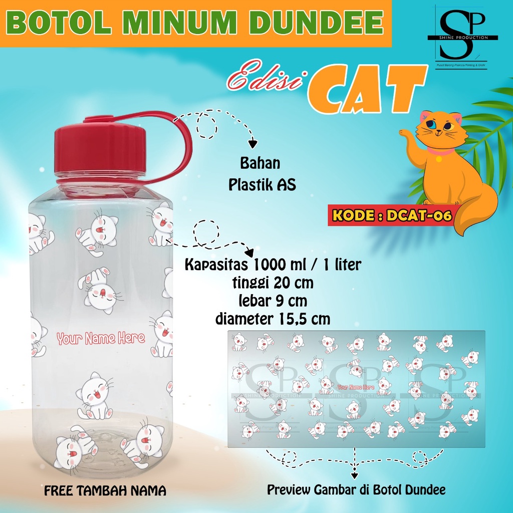 Botol Minum Cute 1 Liter Custom Nama BPA FREE