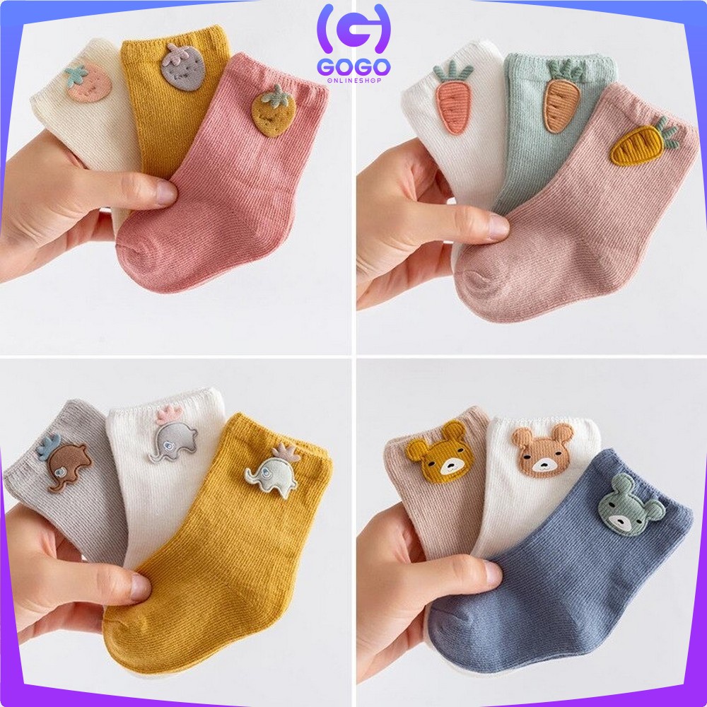 GOGO-P88 Kaos Kaki Anak Cotton 3IN1 Baby Socks Kaos Kaki Bayi Laki Laki / Perempuan Bahan Katun