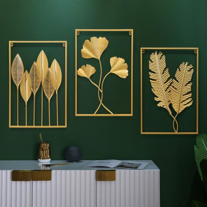 Hiasan Dinding Besi Gold / Wall Decor Leaf Gold