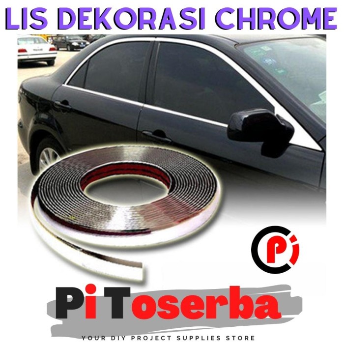 Lis Dekorasi Interior Eksterior Mobil Moulding Chrome Trim Strip