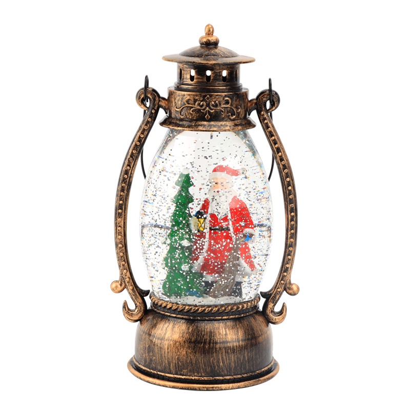 Lampu Pajangan Dekorasi Natal Souvenir Glitter Bola Salju Bunda Maria Bola Salju Lentera Santa Clause Glitter