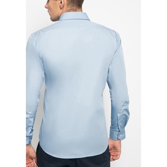 Alisan Kemeja Lengan Panjang Polos Slimfit Biru Muda PLSSFLSB2 - Biru Muda, XL