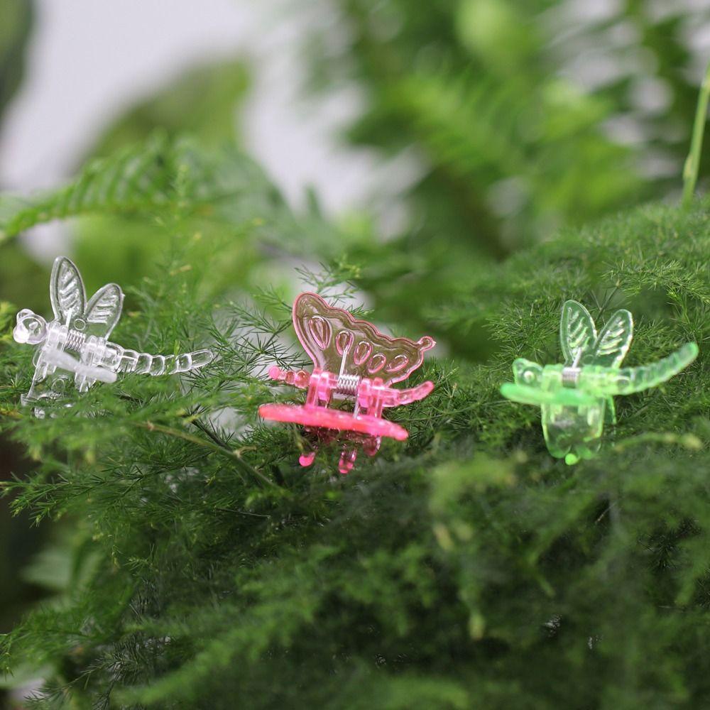 【 ELEGANT 】 Plant Clip Small 30Pcs Dragonfly Dekorasi Tanaman Bunga Tumbuh Tegak Cabang Penjepit Penyangga Tanaman Penjepit