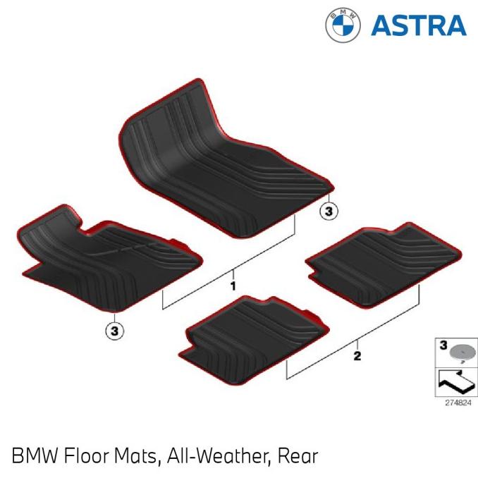 Promo BMW Genuine All-Weather Rubber Rear Car Floor Mats Sport F30/F31