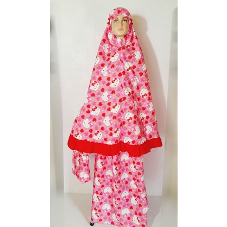 Mukena Mukenah Anak Karakter Motif BT21 Hello Kitty BTS