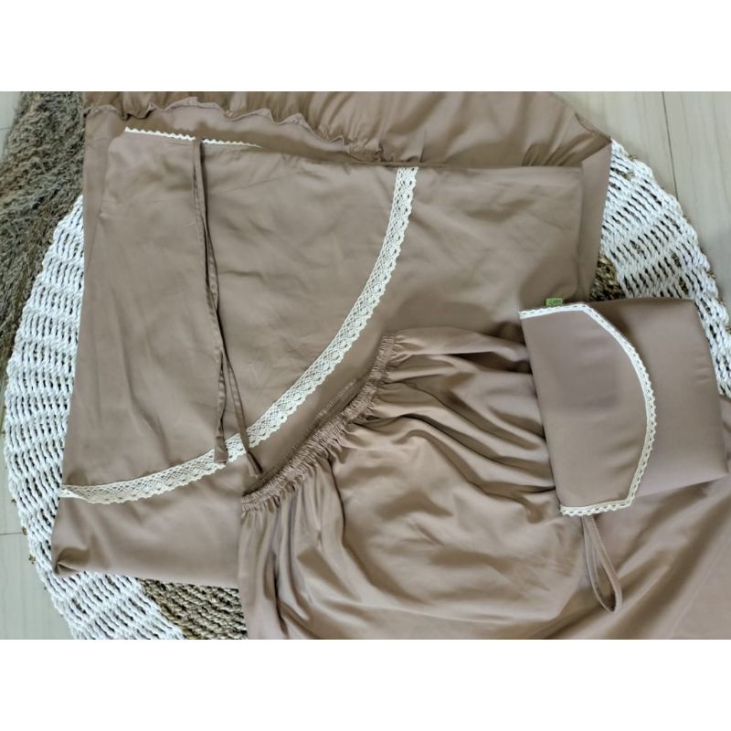 MUKENA DEWASA 2 IN 1 REMPEL KATUN POLOS RENDA SUPER JUMBO TERMURAH MUAT SAMPAI BB 100 KILO