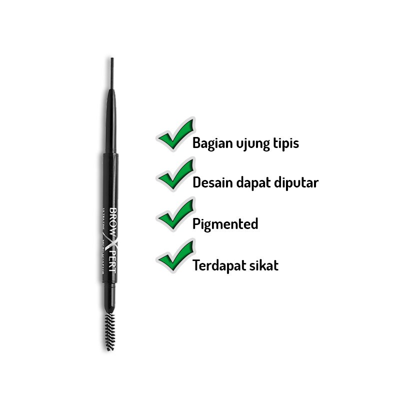 JustMiss Pensil Alis Putar Dengan Sikat Alis Browxpert Ultra Fine Micro Sculptor Kosmetik