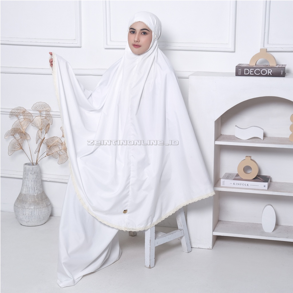 Zeintin -  Mukena Dewasa 2IN1 Katun Renda Travelling Premium Set Sajadah AT