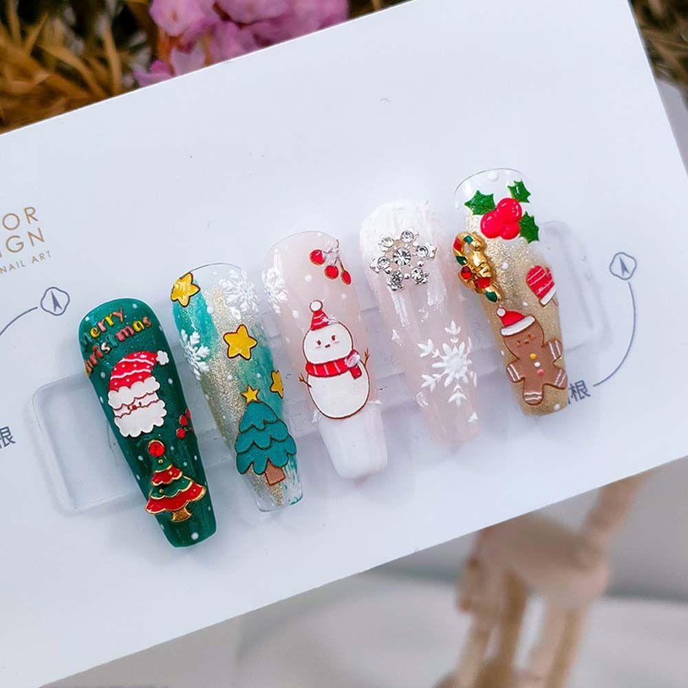 AUGUSTINA Agustina Stiker Kuku Natal Fashion Manicure Aksesoris Pohon Natal Snowman Nail Art Dekorasi