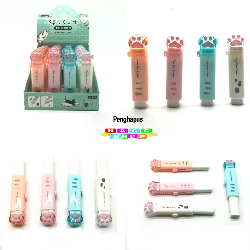 

Hagc Shop Penghapus Mekanik bentuk kaki telapak cakar kucing cat Earser pencil penghapus pensil untuk alat tulis sekolah Cat Paw Eraser