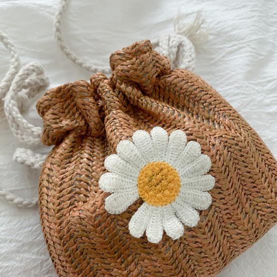 TREND TERKINI Mouseman - Tas Selempang Rajut Motif Bunga Daisy / Tas Serut ✡ 894