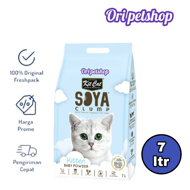 Pasir  Kit Cat tofu Soya 7 ltr Kitten Baby Powder - Pasir Kucing Wangi