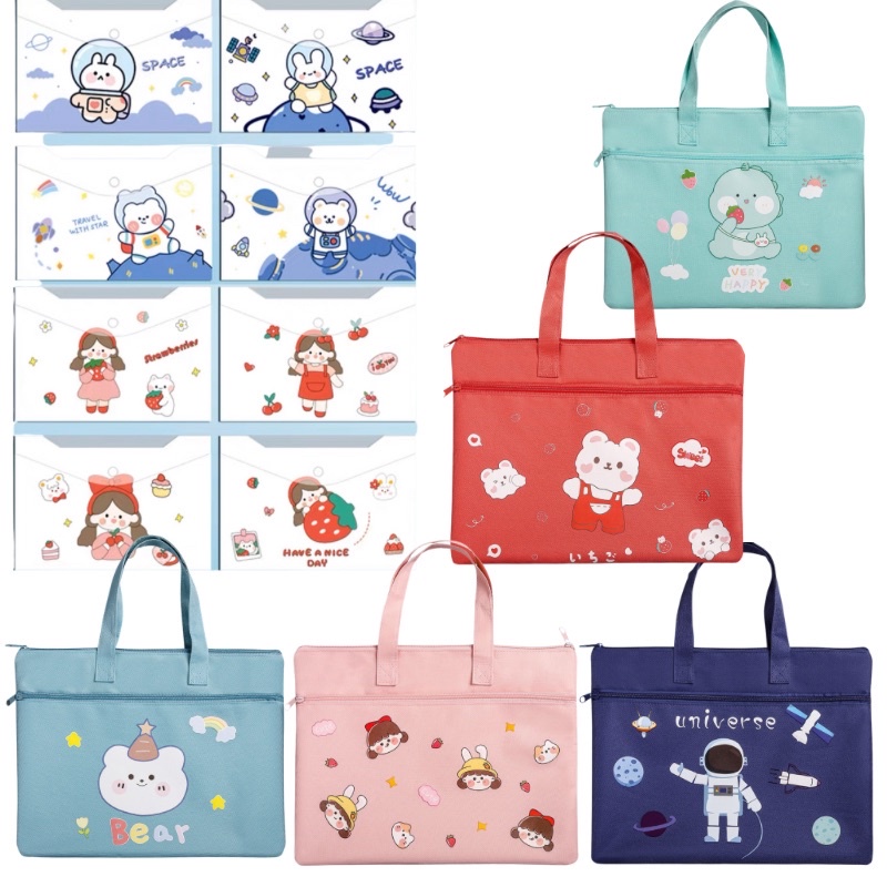 

tas les buku books hand bag cute map a4 stationary organizer paper kertas