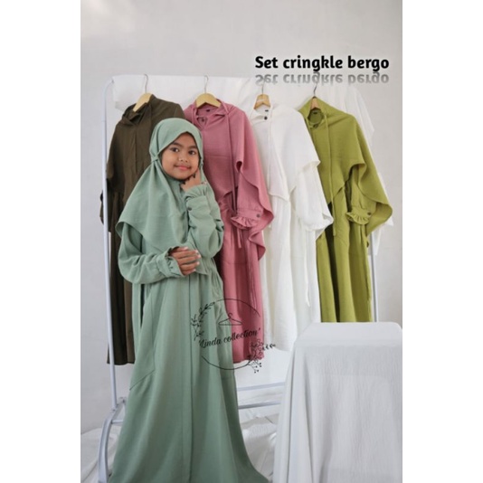 Gamis Anak set cringkel bergo