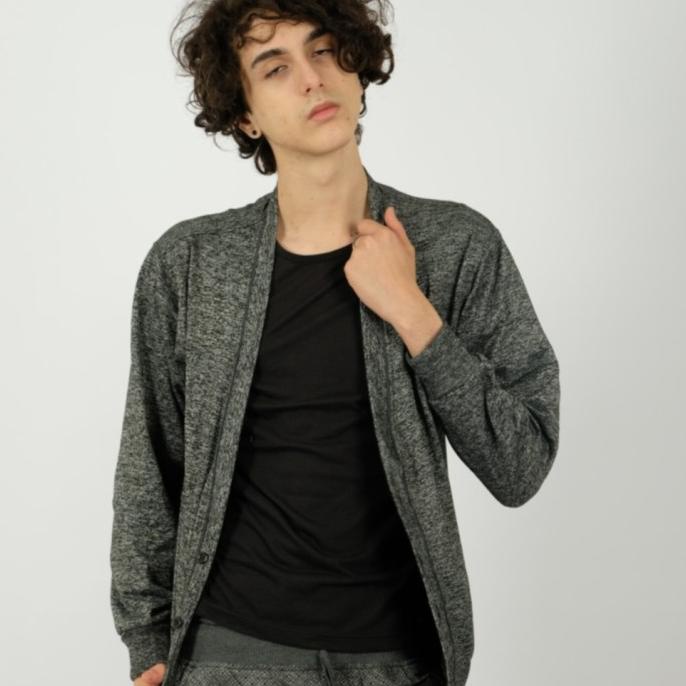 Muscle Fit Cardigan Pria V-neck Piping Hitam/Abu tua/Abu muda/Navy