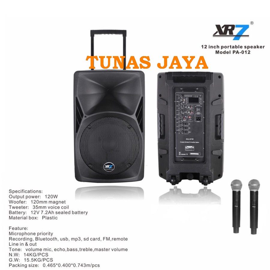 Speaker Portable Wireless Meeting XR7 PA 012 Original 12 inch XR7 PA012