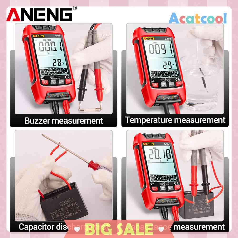 Multimeter Digital 9999 Hitungan Kapasitansi Auto Range True RMS NCV LED LCD