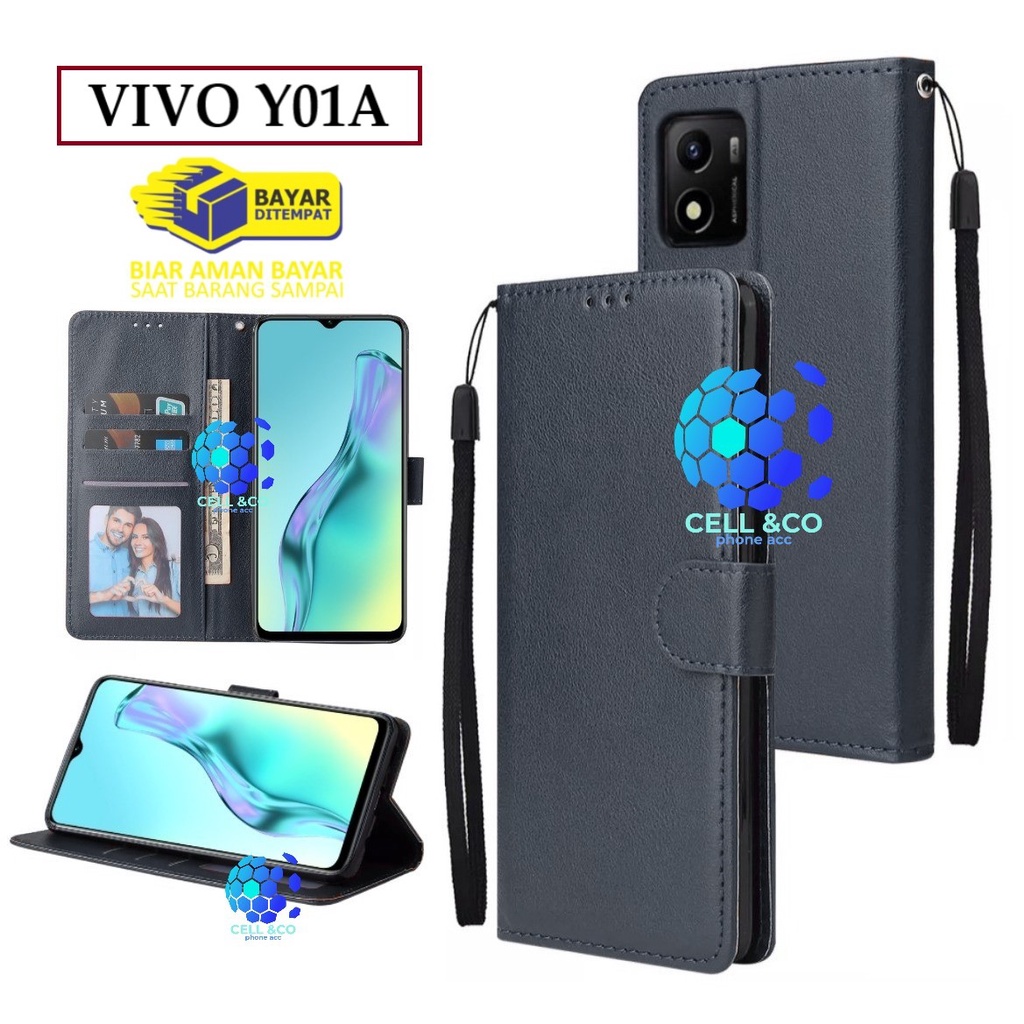 VIVO Y01A CASE FLIP LEATHER WALLET PREMIUM FLIP CASE BUKA TUTUP KESING HP CASING FLIP CASE WALLET VIVO Y01A