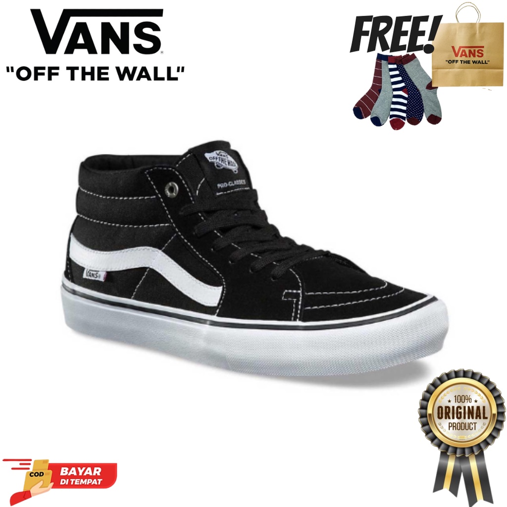 SALE DISKON! VANS PRO SK8-MID BLACK/WHITE 100% ORIGINAL BNIB