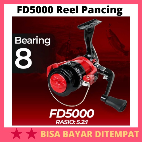 FD5000 Reel Pancing Spinning 8 Ball Bearing Gear Ratio 5.2:1 / Rell Reel Rel Ril Rill Gulungan Kerek
