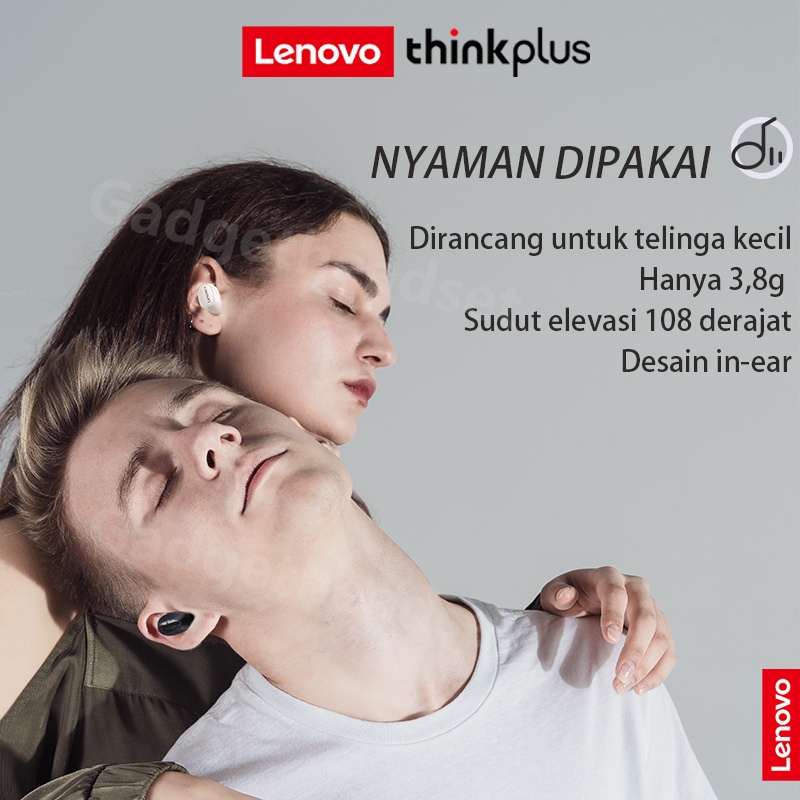 Thinkplus Lenovo XT62 Headset Bluetooth 5.3 Mini Earbud TWS Earphone with Microphone Latensi rendah