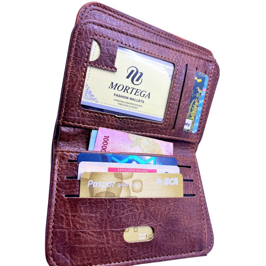 DOMPET MORTEGA PRIA KULIT PU UKURAN TANGGUNG / DOMPET LIPAT PRIA BAHAN KULIT - M-8303