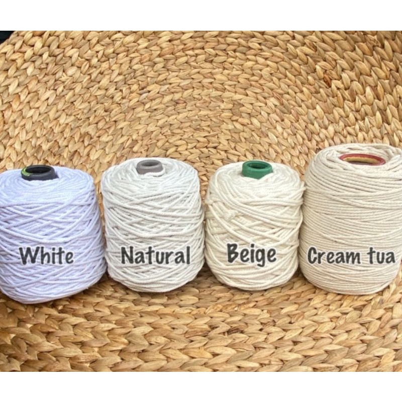 Tali katun || Tali Macrame 4mm dan 3mm , 2mm kemasan 1 gulungan berat -/+ 1kg