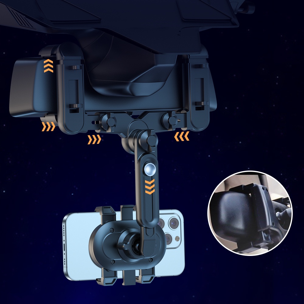 360 Derajat Universal° Bracket Dudukan Handphone Retractable Untuk Kaca Spion Dalam Mobil