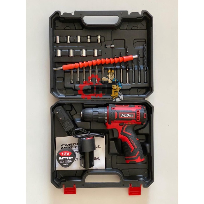 best produk] Cordless Drill Battery 12V - Bor Obeng Baterai - Include tool kit -JLD