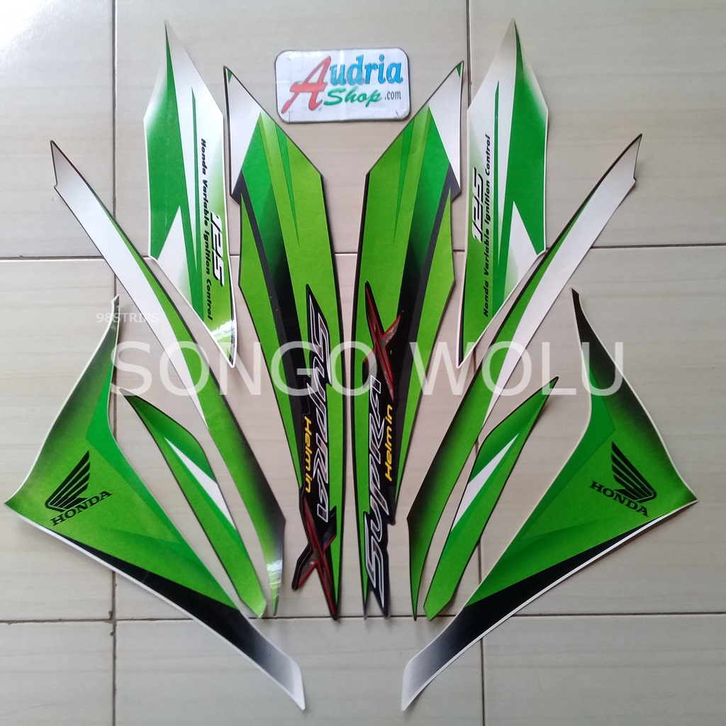 STIKER STRIPING LIS STANDAR ORI HONDA SUPRA X 125 HELM IN HIJAU  TAHUN 2011