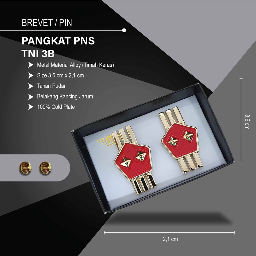 PIN PANGKAT PNS TNI 3B PREMIUM EXCLUSIVE