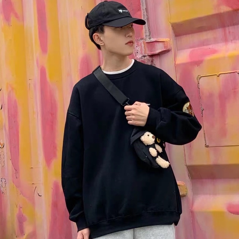 Oversize Sweater Unisex + Cute Bear Bag Import Premium ( Sweater Oversize Couple )