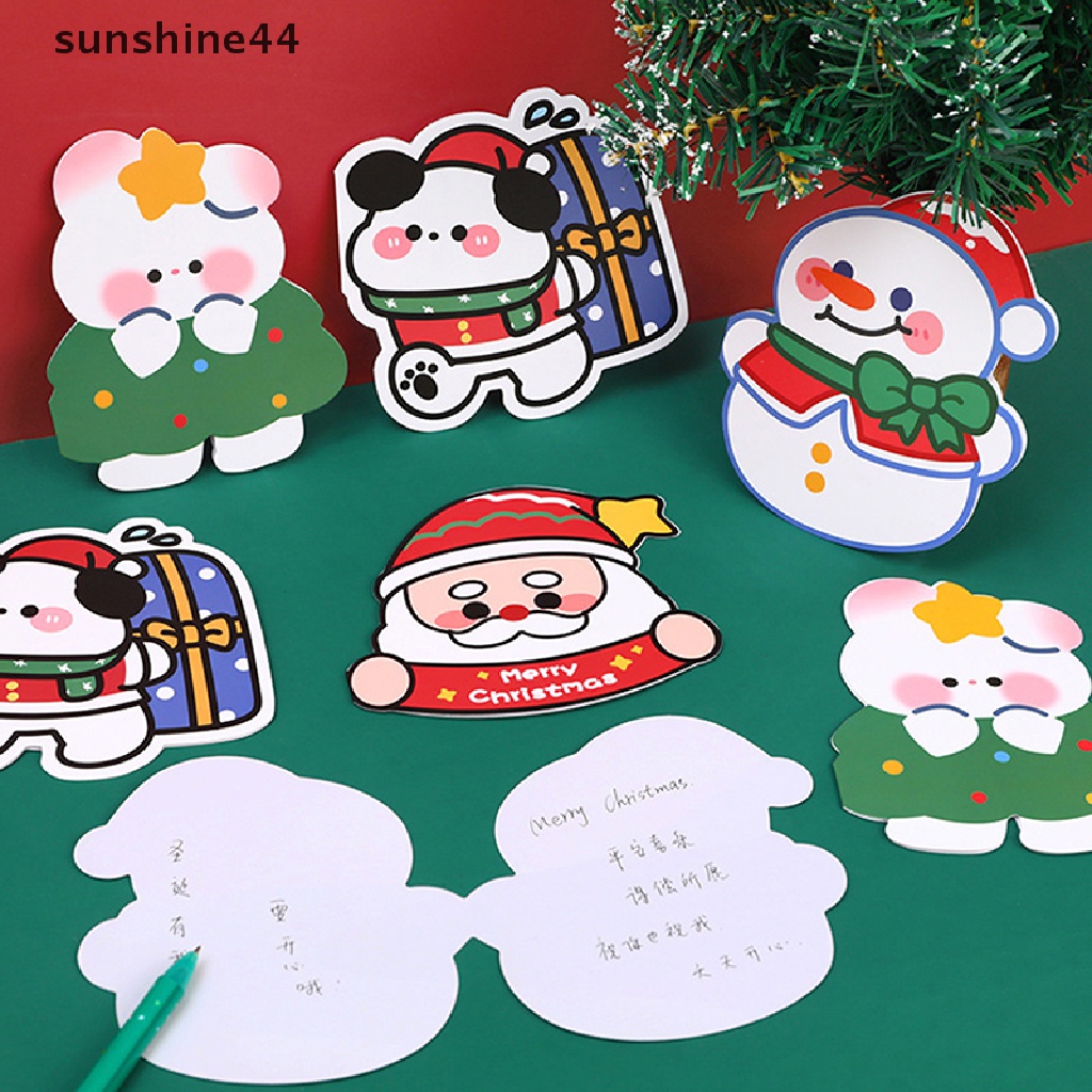 Sunshine 5Pcs Kartu Ucapan Selamat Natal / Tahun Baru