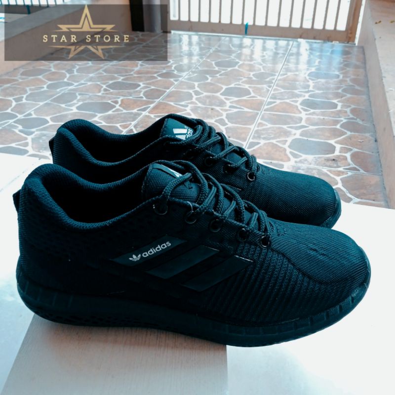 SEPATU ADIDAS HITAM VIRAL OUTSOLE KARET SEPATU SEKOLAH TERBARU