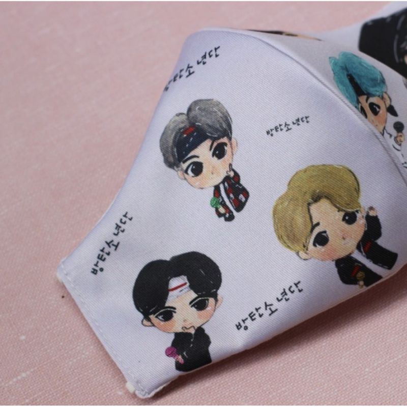 Masker kain 3ply motif BTS TINY TAN (SIZE DEWASA)