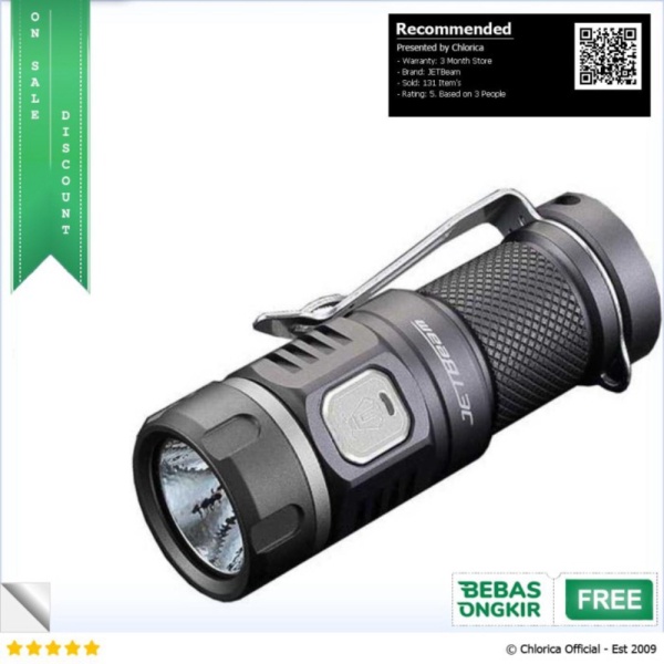 Promo JETBeam Senter LED Luminus SST40 990 Lumens - E20R - Hitam JETBeam Murah