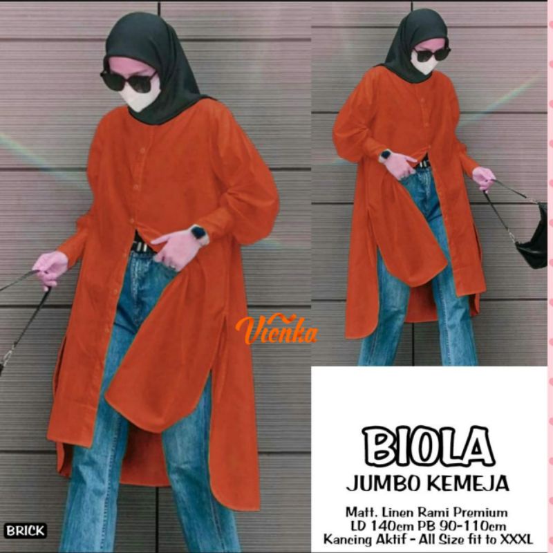 Biola long tunik katun linen jumbo ld 140 4XL