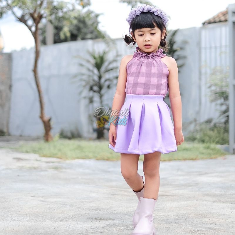 SETELAN KUBIKA-Setelan Rok Scuba dan Blouse Tartan Anak | Oneset anak perempuan