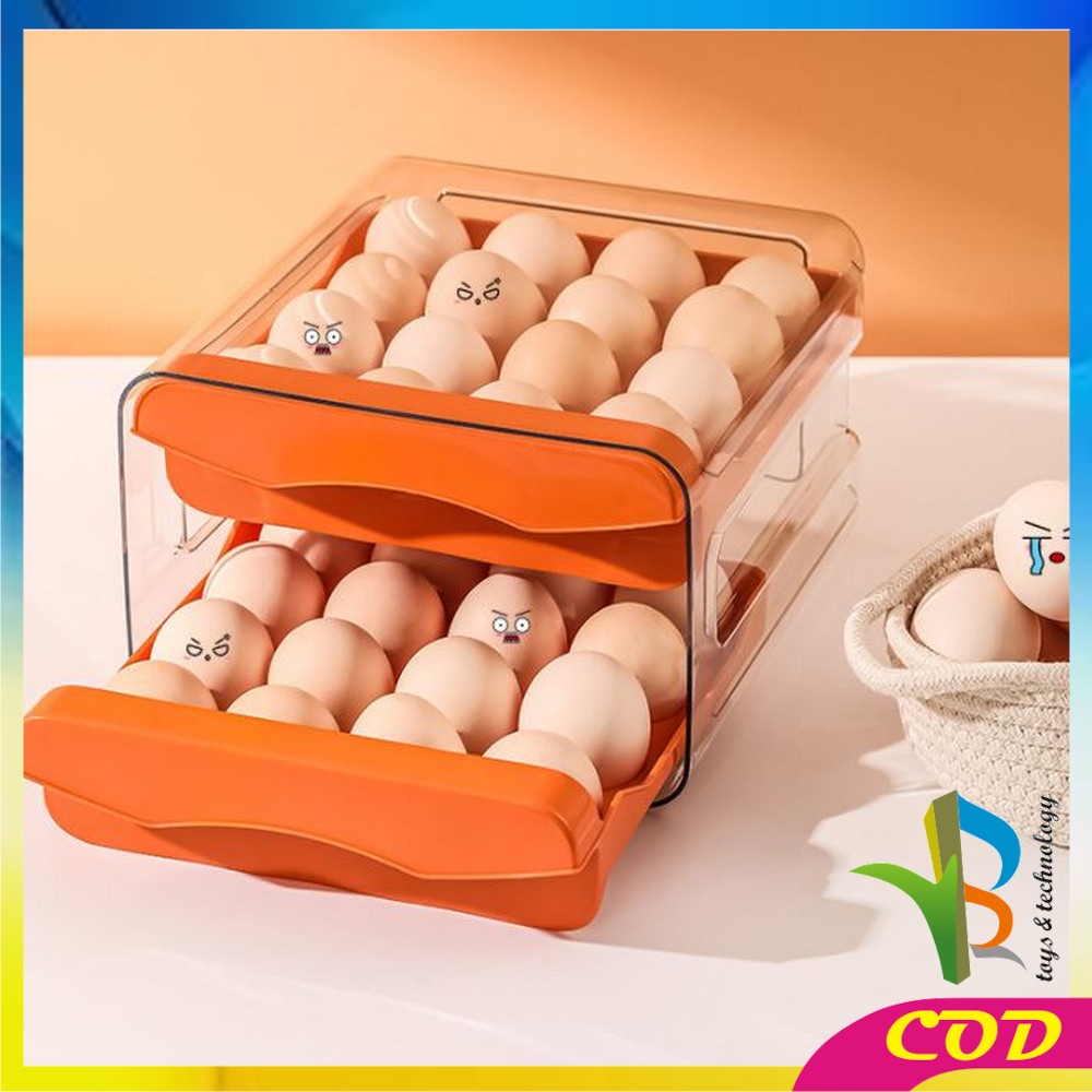 RB-C410 Tempat Telur 2 Tingkat Egg Storage Box Organizer / Rak Telur 2 Susun Kotak Telur / Box Penyimpanan Telor Rak Serbaguna