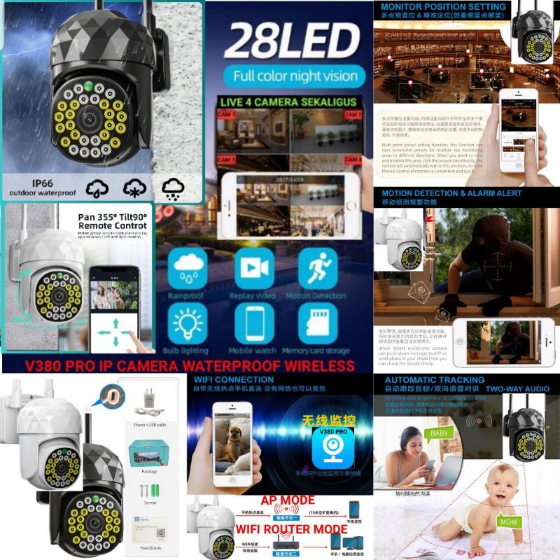 V380 PRO PTZ MINI IP CAMERA WIRELESS 3MP FULL HD 1080P CCTV WIFI WIRELESS CCTV OUTDOOR INDOOR WATERPROFF