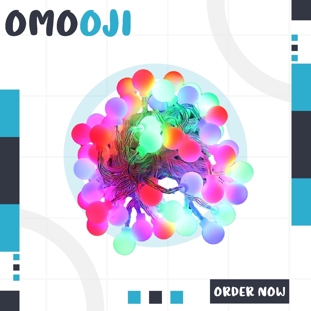 Omooji - E007 Lampu Tumblr 7 meter Bola Anggur hias dekorasi natal Tumbler Model bulat led 50pcs