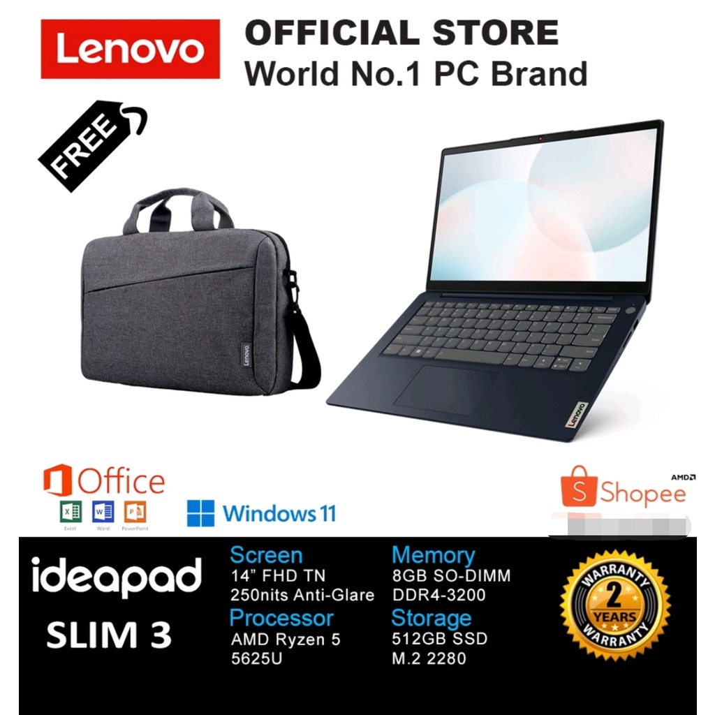 LAPTOP LENOVO 14 INCH AMD RYZEN 3-5-7 TYPE IP 3-14 ABA 7 (5-5625U)