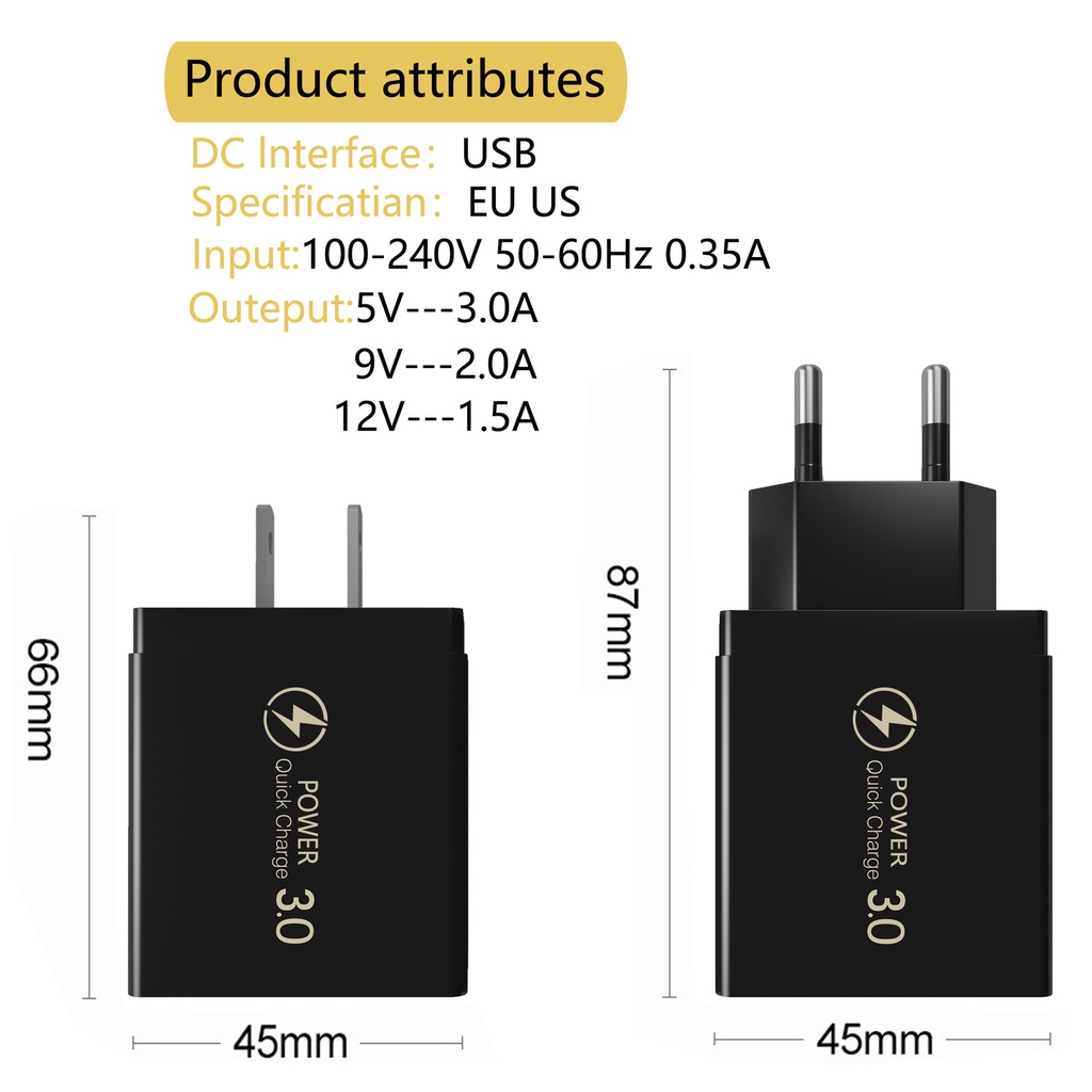 Qc 3.0 Kepala Charger Usb Tipe c Fast Charging Untuk Smartphone Android