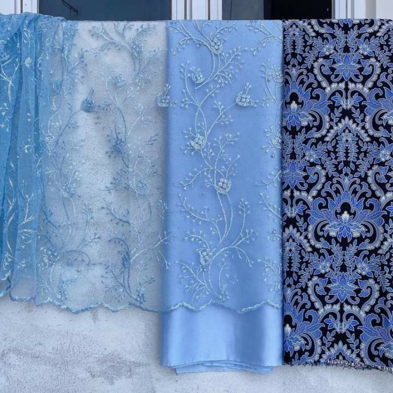 Kain Tile mix Batik / Brokat dan batik / Kain Batik Couple / Maharani Textile