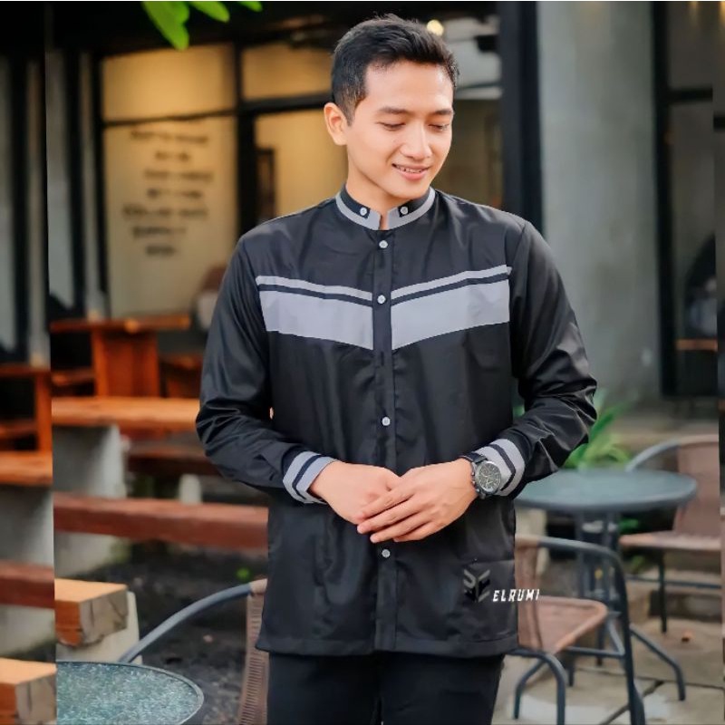 Koko muslim pria dewasa lengan panjang terbaru baju kemeja sanghai baju kemko mandarin atasan pria g