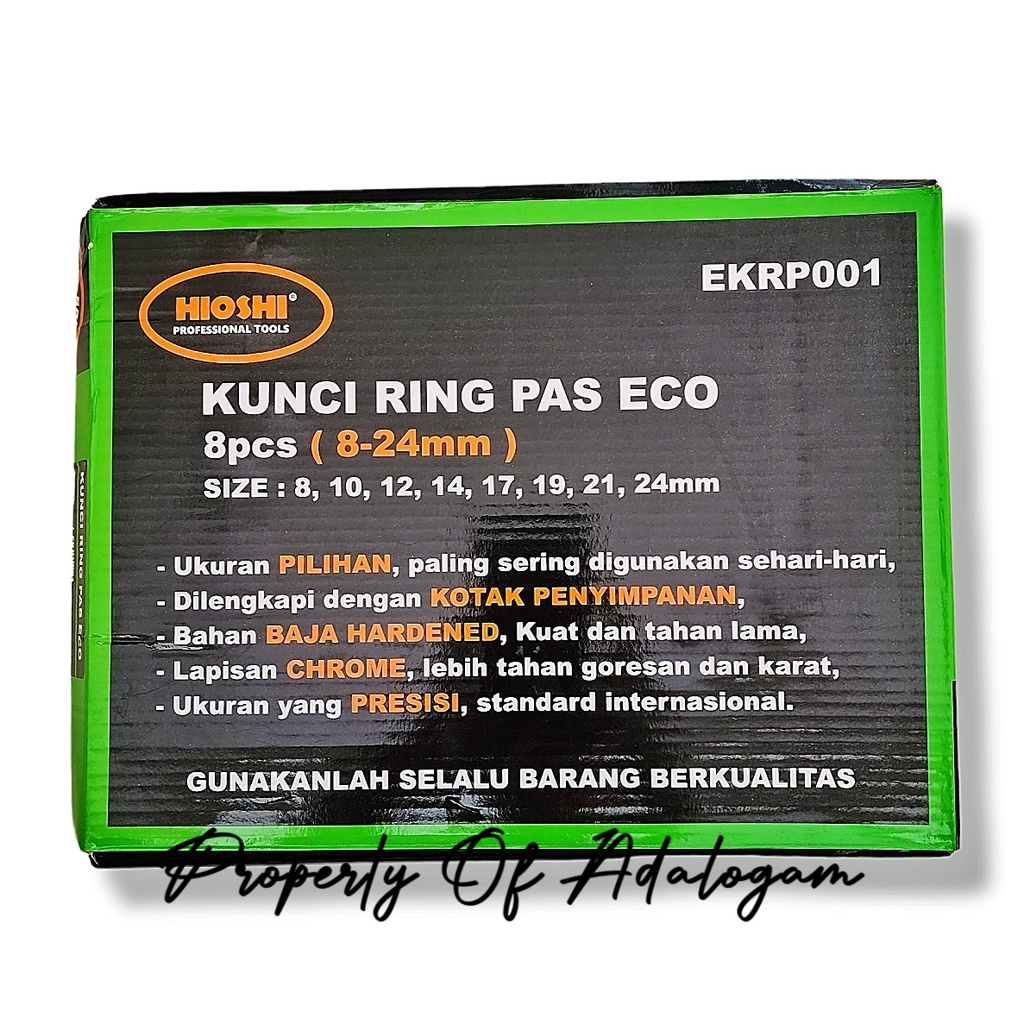 HIOSHI Kunci Ring Pas Set 8 Pcs 8 - 24 MM - Konci Kombinasi Set 8 pcs